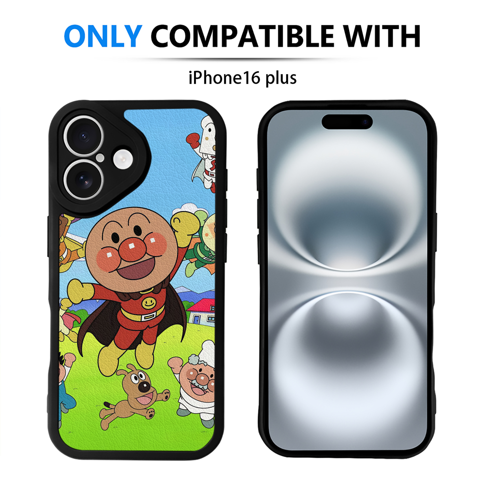（画像用） アンパンマン Anpanman 【iPhone 16シリーズ対応】シリコンスマホケース（レザー調） 材質：シリコン